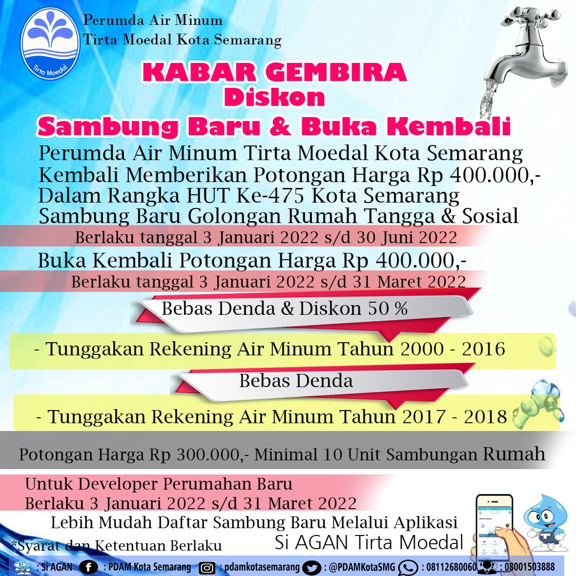 Promo awal tahun 2022 Perumda Air Minum Tirta Moedal Kota Semarang.